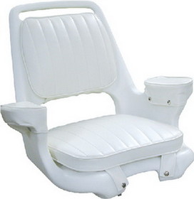 Wise 8WD1007-3-710 Captain's Chair Package With Chair&#44; Cushion Set and Mounting Plate - White