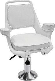 Wise Captain's Chair Package With Chair&#44; Cushions&#44; 12" to 18" Adjustable Pedestal and Seat Slide - White, 8WD1007-6-710