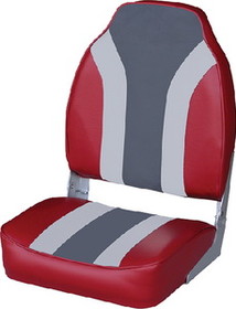 Wise 8WD1062LS-933 Classic High Back Fishing Boat Seat&#44; No Pinch Hinge - Red/Grey/Charcoal