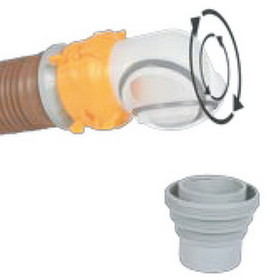 Revolution Swivel Translucent Bayonet Elbow Fitting With 4-In-1 Adapter (Camco), 39471