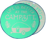 Camco 42835 6' Round Mat, Life is Better at the Campsite Pattern