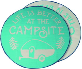 Camco 42835 6' Round Mat, Life is Better at the Campsite Pattern