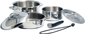 Camco 43920 Stainless Steel Nesting Cookware 7 Piece Set