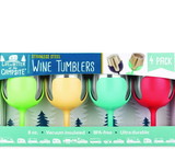 Camco 53068 Wine Tumblers, 8 oz., Pink, Blue, Green & Yellow, 4/pk