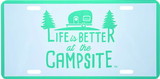 Camco 53251 Decorative Rv Themed License Plate, Teal/White, Camper