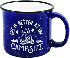 Camco 53387 Ceramic Mug, 14 oz., Blue Campfire