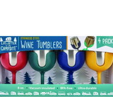 Camco 53465 Wine Tumblers, 8 oz., Navy, Red, Dark Green, Yellow , 4/pk