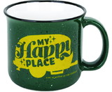 Camco 53471 Ceramic Mug, 14 oz., Green My Happy Place