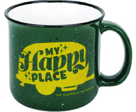 Camco 53471 Ceramic Mug, 14 oz., Green My Happy Place
