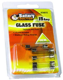 Wirthco 24615 Battery Doctor AGC Glass Fuse, 15A, 5/Pk