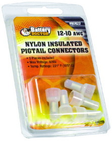 Wirthco 80822 Battery Doctor High Temperature Vinyl Insulated Pigtail Connector, 12-10 AWG, 5/Pk.