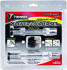 Trimax TM33 Chrome T3 5/8" Receiver Lock & TC3 3 1/2" Span Coupler Lock