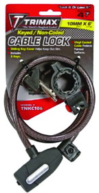 Trimax TNKC106 Trimaflex Non-Coiled Keyed Cable Lock, 6&#39; x 10mm