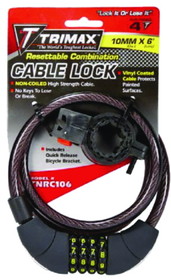 Trimax TNRC106 Trimaflex Non-Coiled Resettable Combination Cable Lock, 6&#39; x 10mm