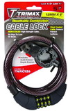 Trimax TNRC126 Trimaflex Non-Coiled Resettable Combination Cable Lock, 6' x 12mm