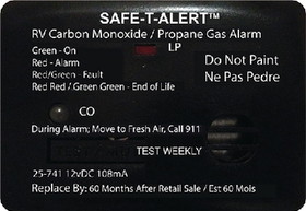 MTI Industries 12V 25 Series Safe-T-Alert Mini RV Dual Carbon Monoxide/Propane Alarm