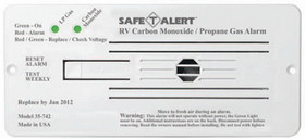 MTI Industries 12V 35 Series Safe-T-Alert Flush Mount RV Dual Carbon Monoxide/Propane Alarm&#44; White, 35-742-WT