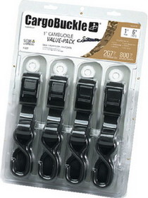 BoatBuckle F12637 CargoBuckle Cam Buckle Tie-Down Value Pack 1" x 6' (4 Per Pack)