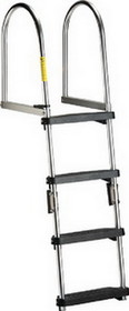 Garelick EEz-In Premium 4 Step Folding Pontoon Transom Boarding Ladder, 12380
