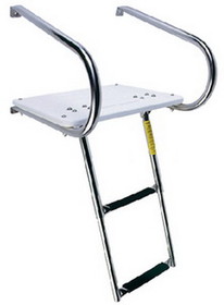 Garelick EEz-In Transom Platform With 2 Step Telescoping Ladder For Boats With I/O Motors, 19546