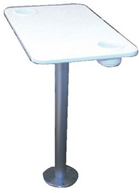 Garelick EEz-in 75349 Stowable Pedestal System (Includes 28" x 15" White Polymer Rectangular Table Top w/Two Recessed Cup Holders&#44; Pedestal and Base)