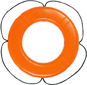 Taylor Polyethylene Hard Shell Life Ring w/Black Rope&#44; 24" Orange, 569