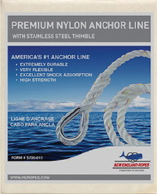 New England Ropes White Anchorline, Nylon