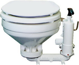 Groco HF Hand Operated Toilet With Bronze Base - White, HF-B