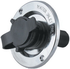 JR Products 9690-200-023 Chrome RV City Water Flange with Plastic Check Valve