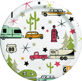 JR Products Camp Casual CC007R8 Eco-Friendly Paper Snack Plates, Road Trip