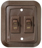 RV Designer DC Dual Wall Switch in Plate, Brown, S655