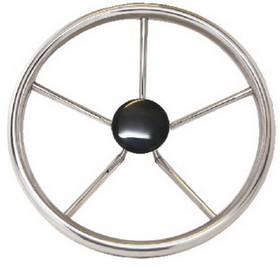 Sea-Dog 230212 12"&#44; 5-Spoke Stainless Steering Wheel w/Plastic Center Cap&#44; 25&deg; Dish