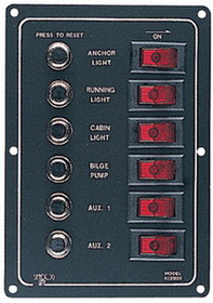 Sea-Dog 422800-1 SeaDog 422800 Aluminum 6 Circuit Breaker Panel 6-1/2" x 4-1/2" Stamped Anodized Aluminum