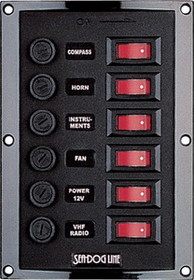 Sea-Dog 4241101 6-Gang Vertical Rocker Switch Fuse Panel, 424110-1