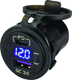 Seadog XXX USB 3.0 & USB-C Power Socket w/Volt Meter