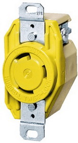 Hubbell HBL26CM10 Yellow 30A 125V Twist Lock Heat Resistant Rynite Body Single Receptacle
