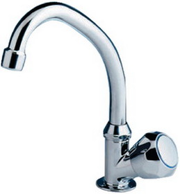 Scandvik 10172P 10172 Chrome Plated Brass Standard Cold Water Tap With Swivel Spout and Standard Knob