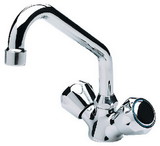 Scandvik 10422 Chrome Plated Brass Galley Mixer Faucet With Swivel Spout, Standard Knob
