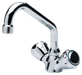 Scandvik 10422 Chrome Plated Brass Galley Mixer Faucet With Swivel Spout&#44; Standard Knob