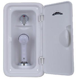 Scandvik 14126 Vertical Shower Box&#44; White Sprayer With 6' White Nylon Hose
