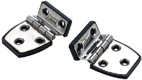SeaChoice 50-34471 (2) 2-1/4" x 1-1/2" Polished Stainless Steel Offset Short Side Hinges with Black Nylon Base Plate