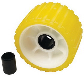 Seachoice Non-Marking TP Yellow Rubber Ribbed Roller 5" D x 3" W With 1-1/8" ID Hole, 56540