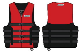 Seachoice 85383 Ski Vest - 4 Belt Red, S/M