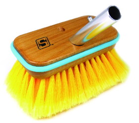 Seachoice 90551 Deck Brush with Bumper - Wood, 6", Soft (Yellow Poly)