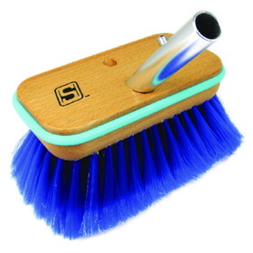 Seachoice 90553 Deck Brush with Bumper - Wood, 6", Extra Soft (Blue Poly)