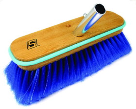 Seachoice 90561 Deck Brush with Bumper - Wood, 10", Extra Soft (Blue Poly)