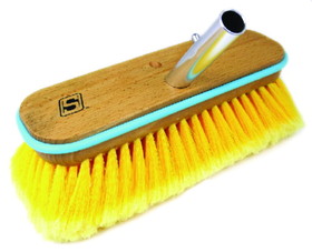 Seachoice 90563 Deck Brush with Bumper - Wood, 10", Soft (Yellow Poly)