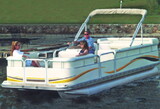 Carver Styled-To-Fit Cover for Pontoons With Fully Enclosed Deck & Bimini Top