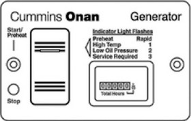 Onan Switch & Analog Hourmeter Panel For Diesel Generators, 300-4943