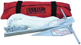 Fortress C5A Commando Small Craft Anchor System For Boats Up to 16' Includes G-5 Anchor&#44; Storage Bag&#44; 3/16" Shackle With 6' of Chain and 1/4" x 150' Double Braided Nylon Rope